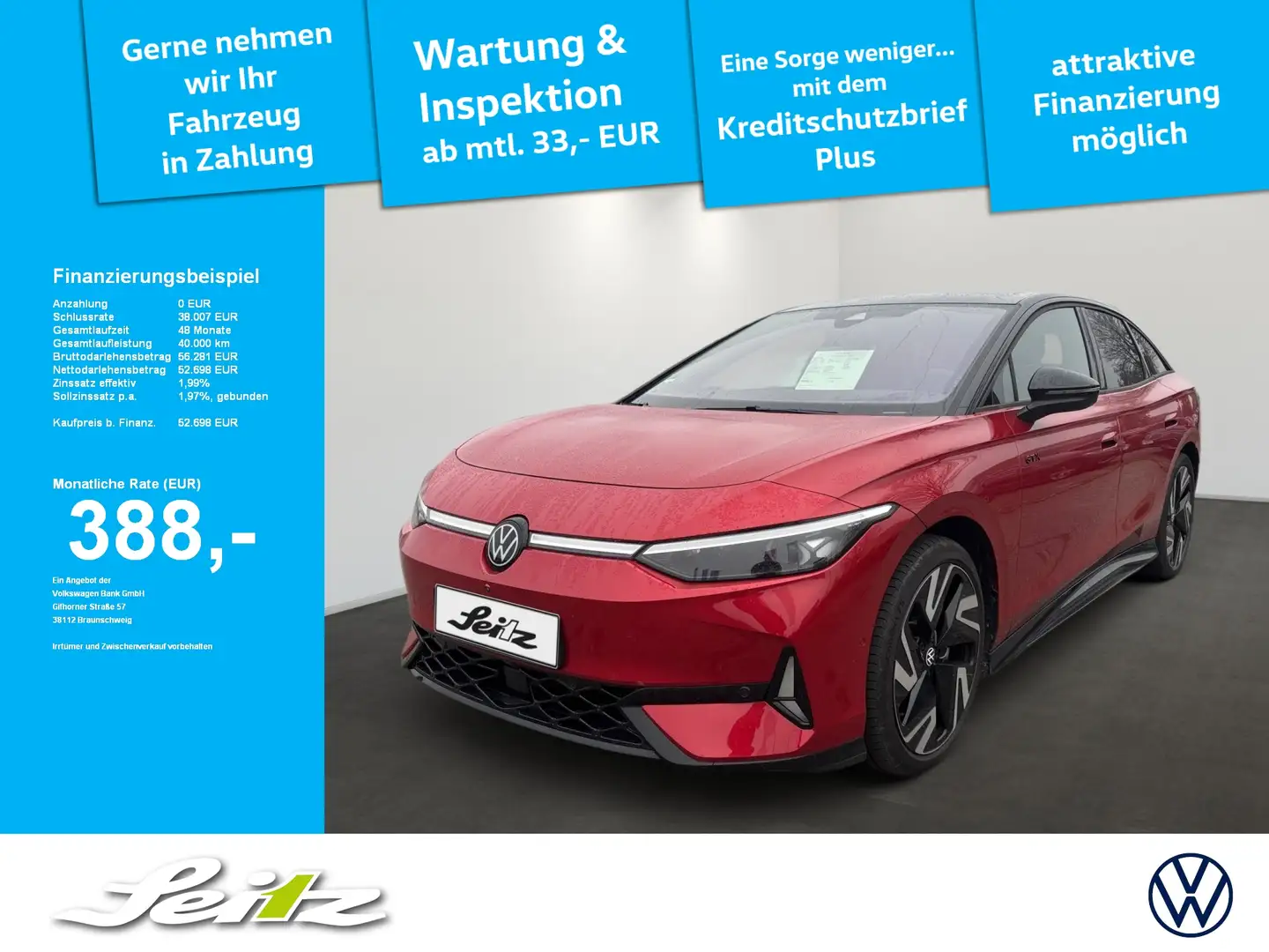 Volkswagen ID.7 4M GTX *AHK*HEAD-UP*MATRIX*KAMERA* Rouge - 1