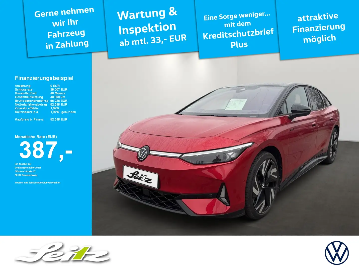 Volkswagen ID.7 4M GTX *AHK*HEAD-UP*MATRIX*KAMERA* Rot - 1