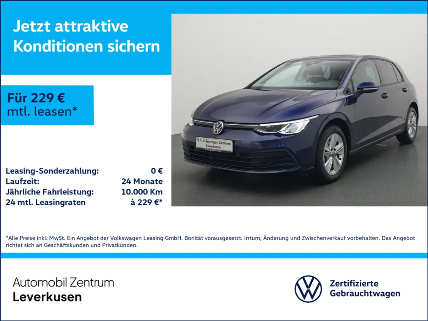 Volkswagen Golf VIII Life DSG NAVI VIRT KAM ACC APP LED Blau - 1
