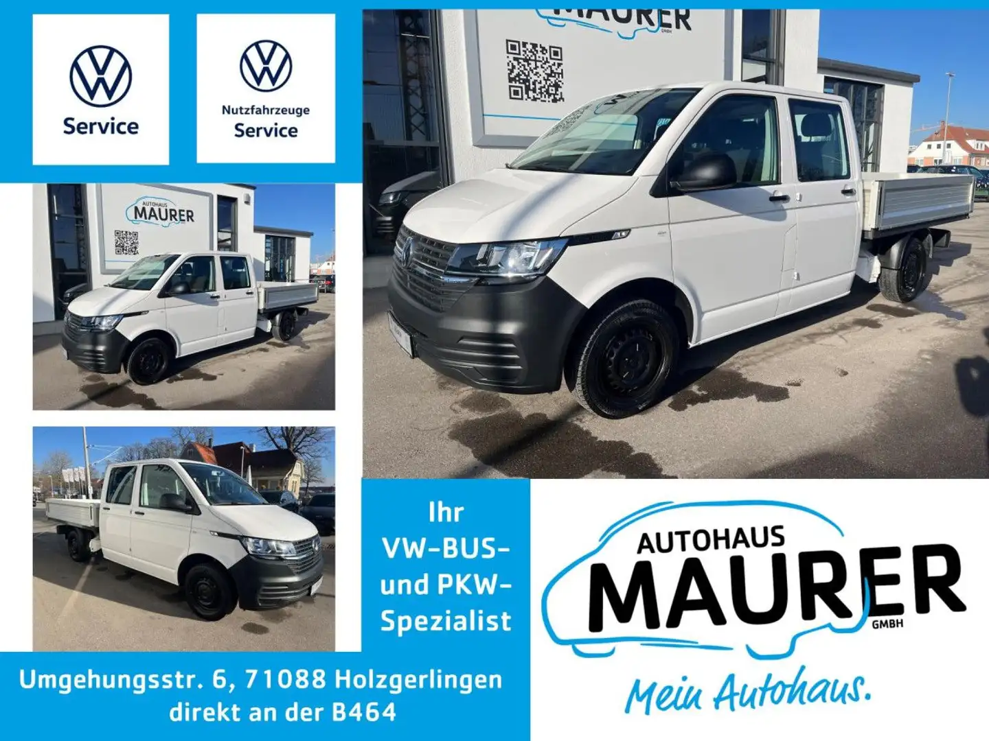 Volkswagen T6.1 Transporter T6.1 Pritsche Doka 2,0 TDI AHK Climatic Bluetooth Weiß - 1