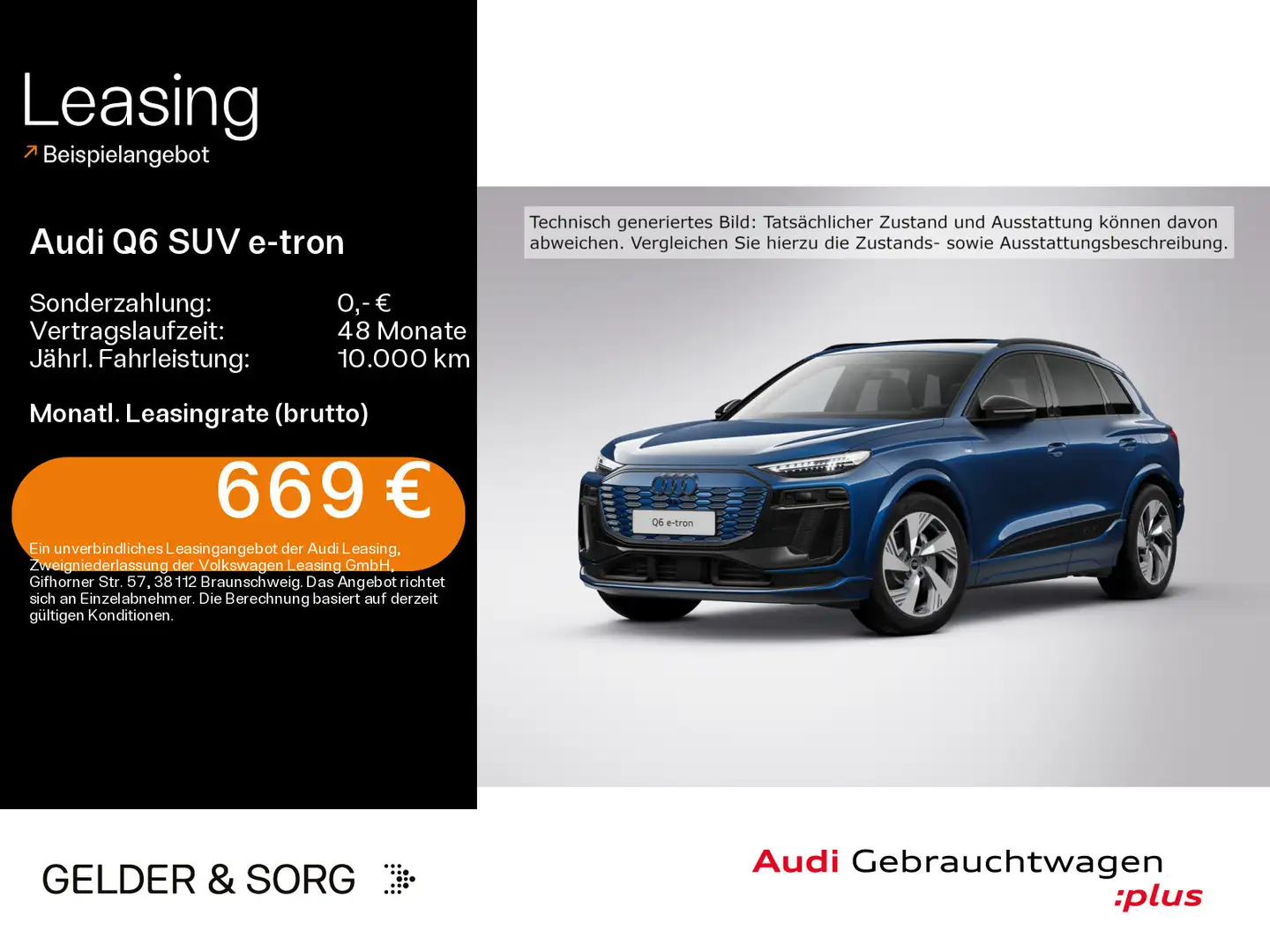 Audi Q6 e-tron qu. S line 0,25%*B&O*Matrix*360°Pano Blau - 1