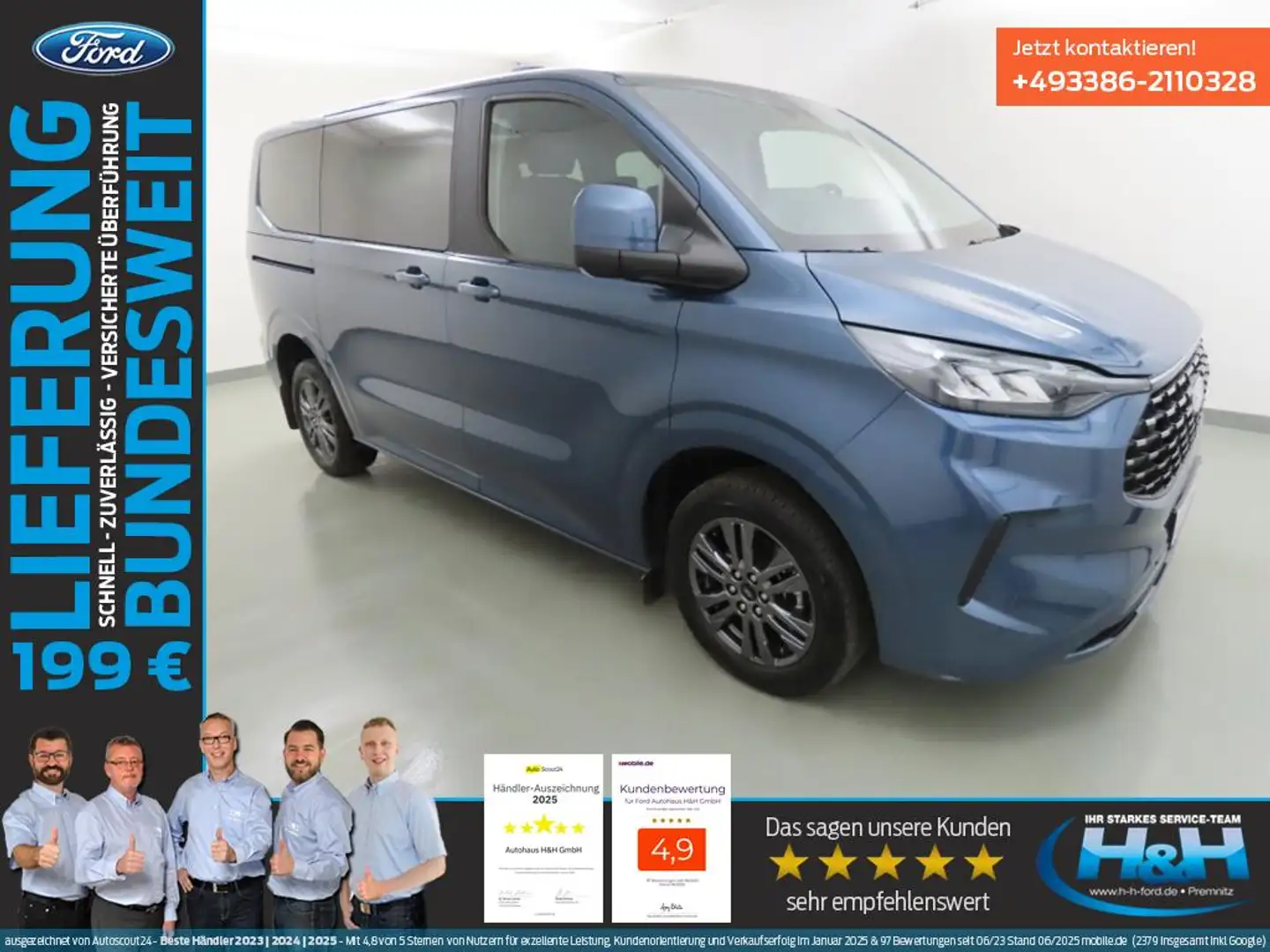 Ford Tourneo Custom 2.0 L1 Titanium ACC+Totwink+AHK Blau - 2