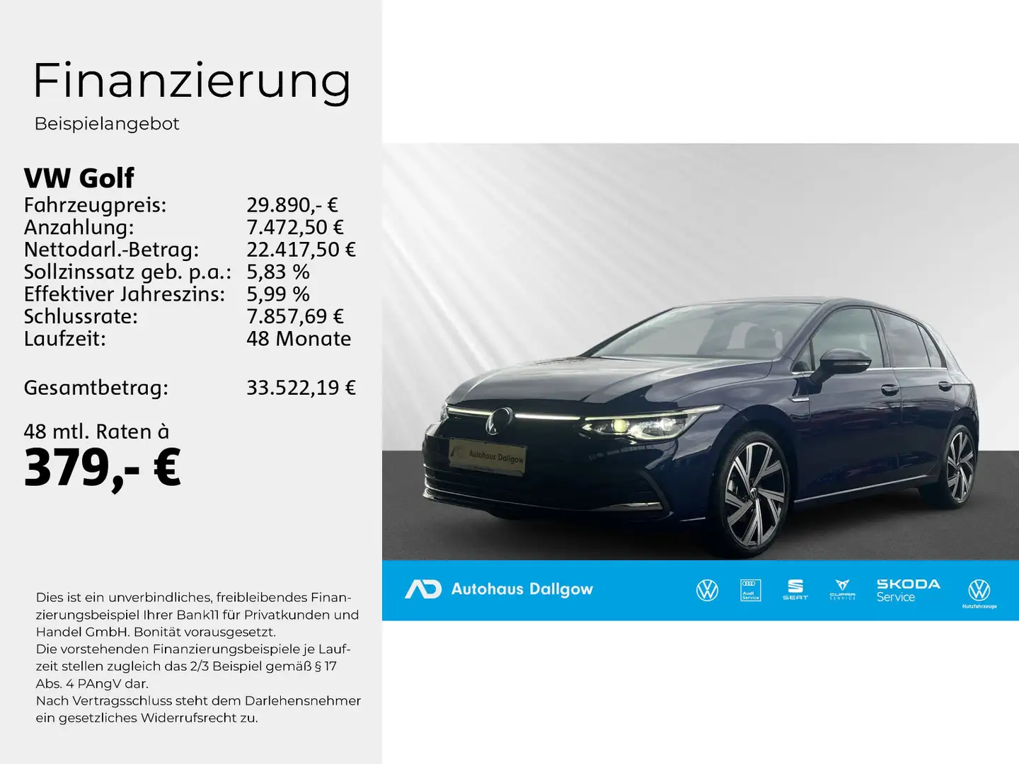 Volkswagen Golf 1.5 eTSI DSG "Style" ACC+ MFL+LED+PDC+Klima Blau - 2