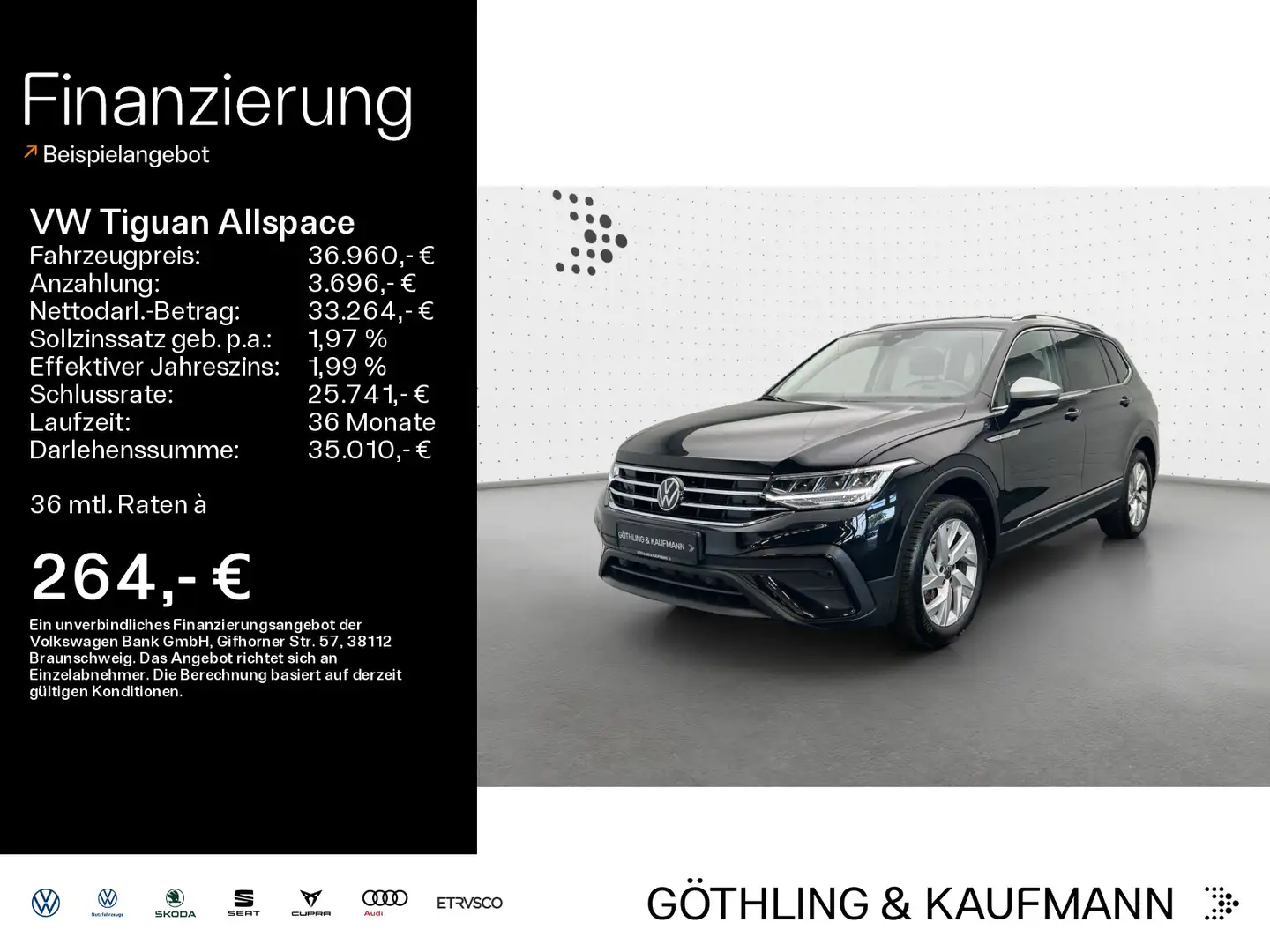 Volkswagen Tiguan Allspace Life 2.0 TDI*DSG*AHK*KAM*7Sitzer Schwarz - 1