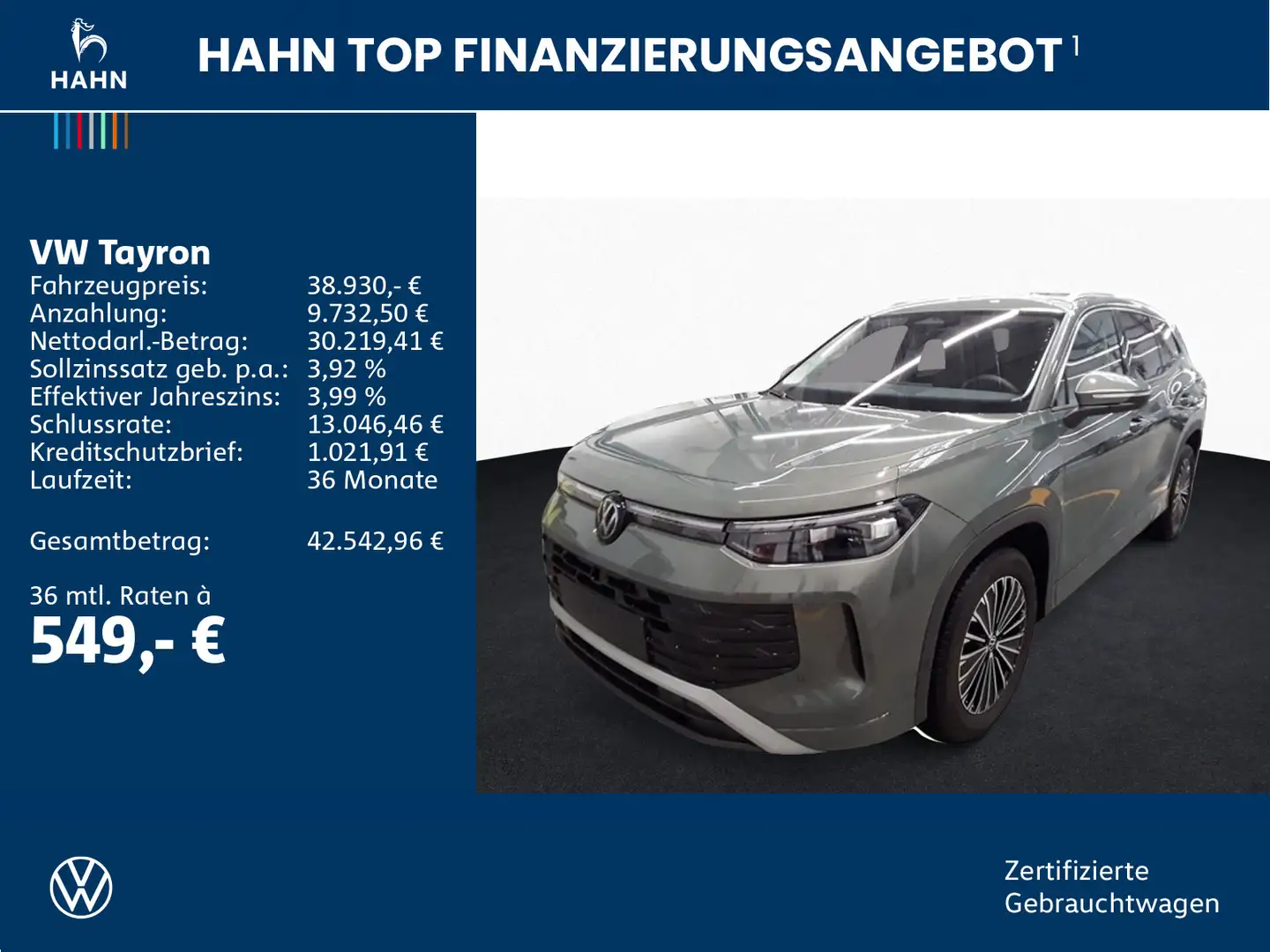 Volkswagen Tayron 1.5eTSI DSG Life LED ACC AHK Sitzhzg CAM Grün - 2