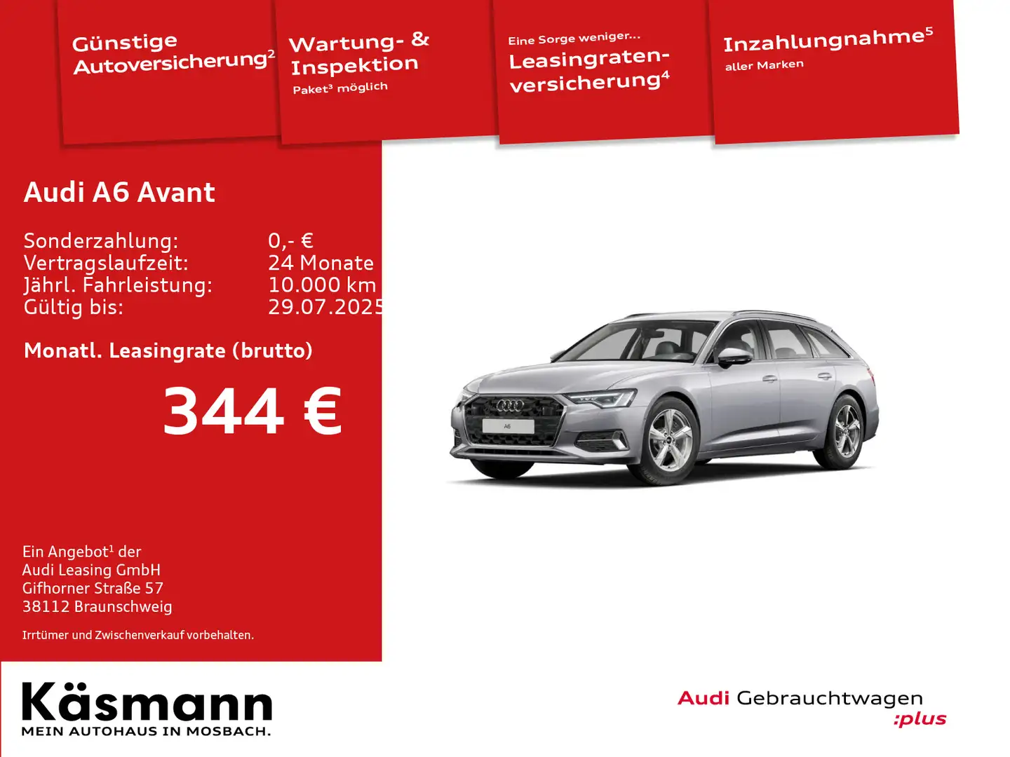 Audi A6 advanced 45TFSI MATRIX KAM AHK ACC SHZ Silber - 1