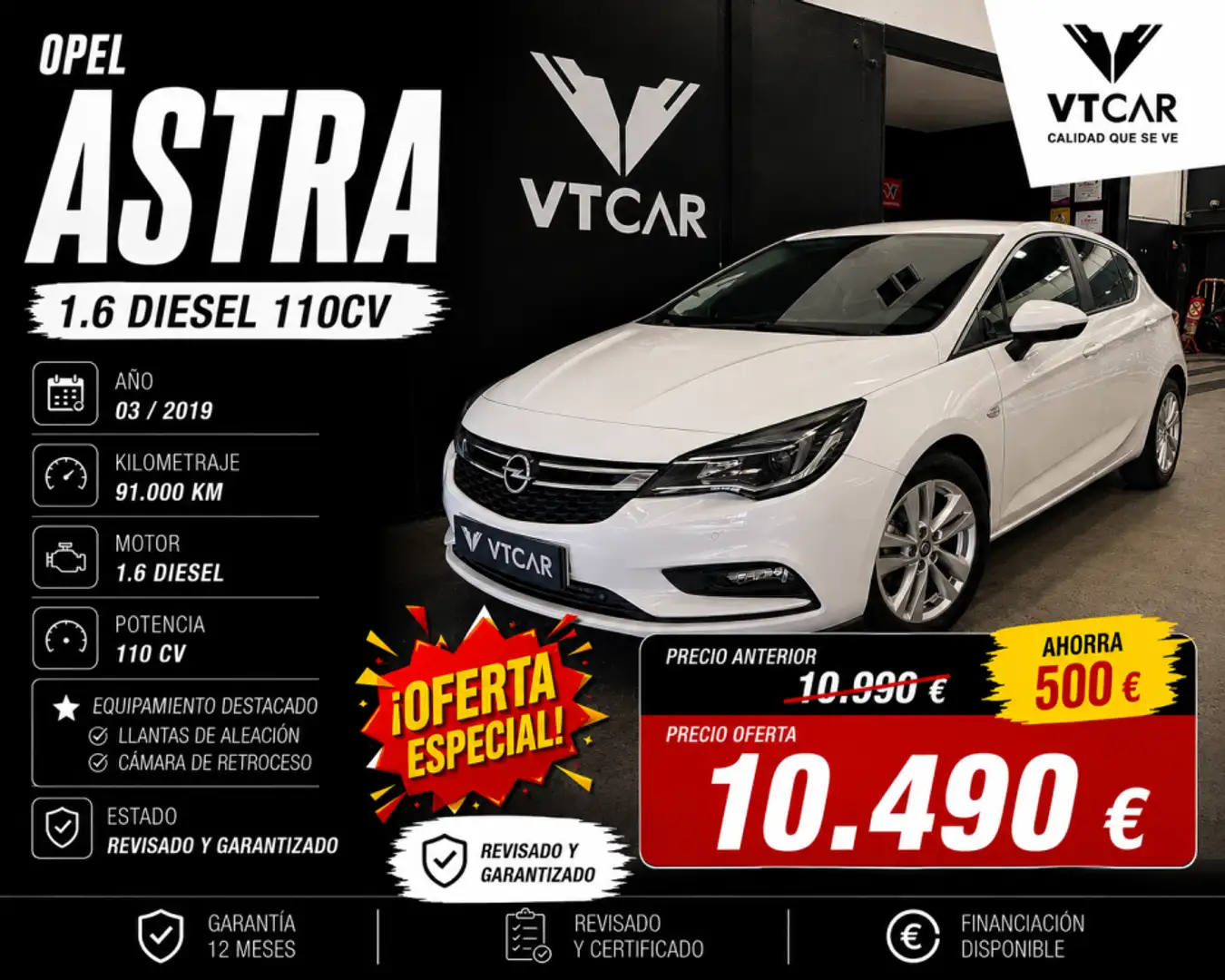 Opel Astra 1.6CDTi S/S Dynamic 110 Blanco - 1