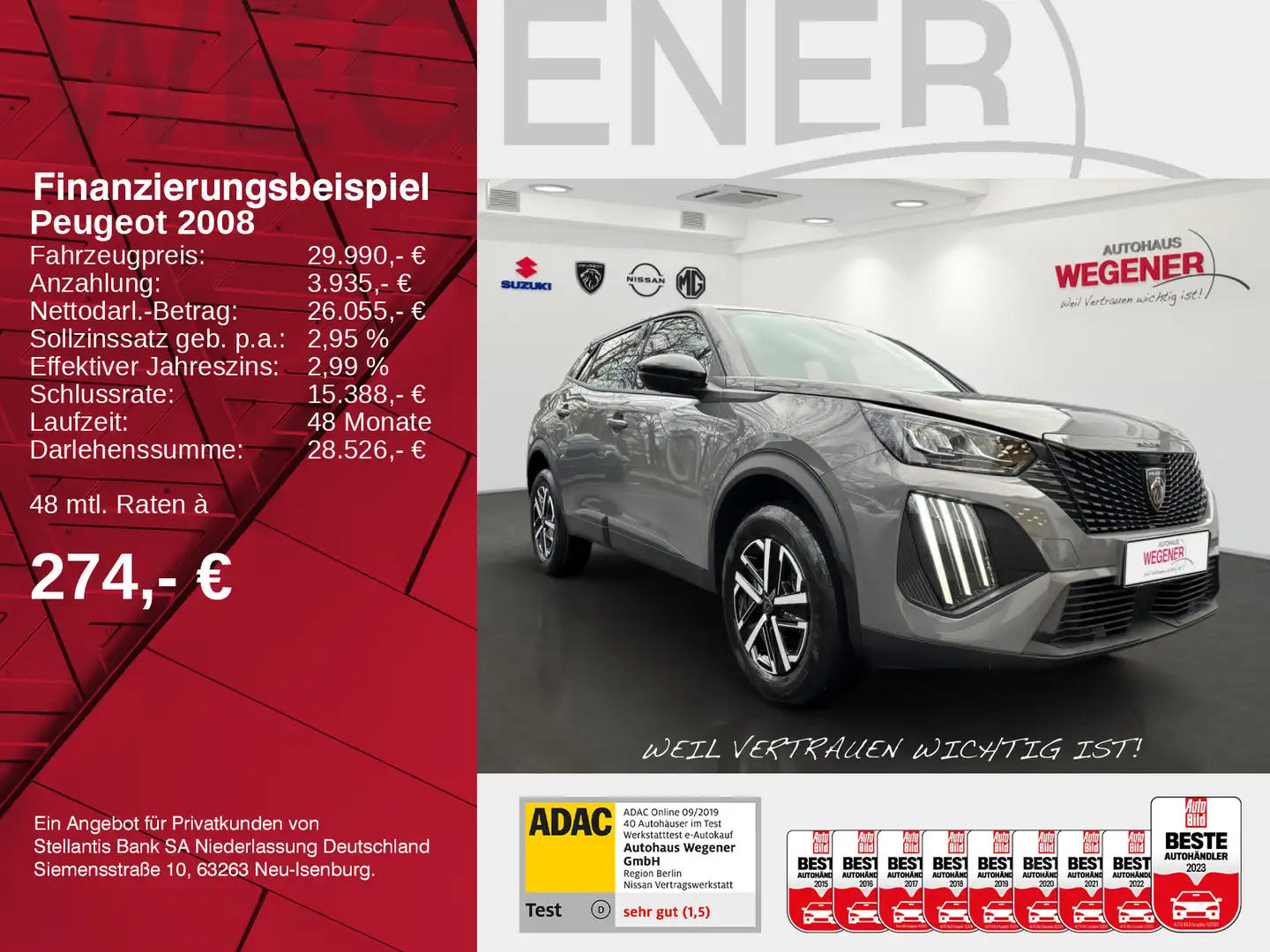 Peugeot 2008 Active Hybrid 145 e-DSC6 *Kamera*SHZ*LED* Grau - 2