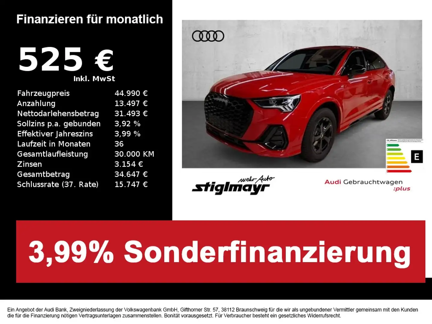 Audi Q3 Sportback S line 35 TDI ACC+AHK+LED+NAVI+VC Rouge - 1