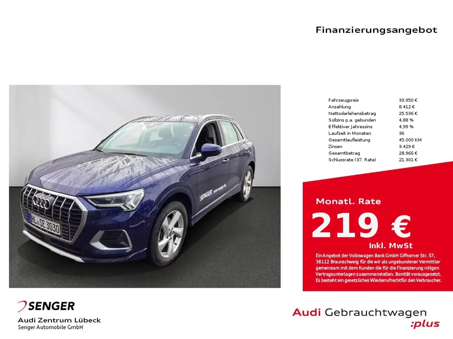 Audi Q3 35 TFSI advanced Sitzheizung Navi Carplay Blau - 1