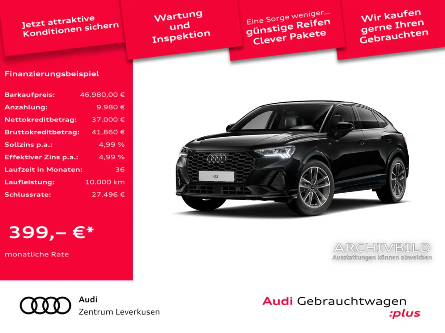 Audi Q3 Sportback S line ACC AHK NAVI KAM SHZ Schwarz - 1