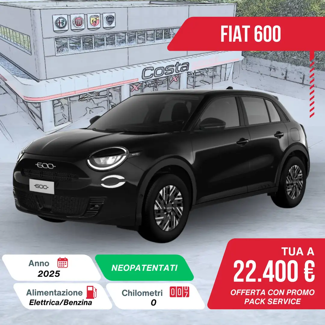 Fiat 600 Hybrid 110 CV DCT MHEV Nero - 1