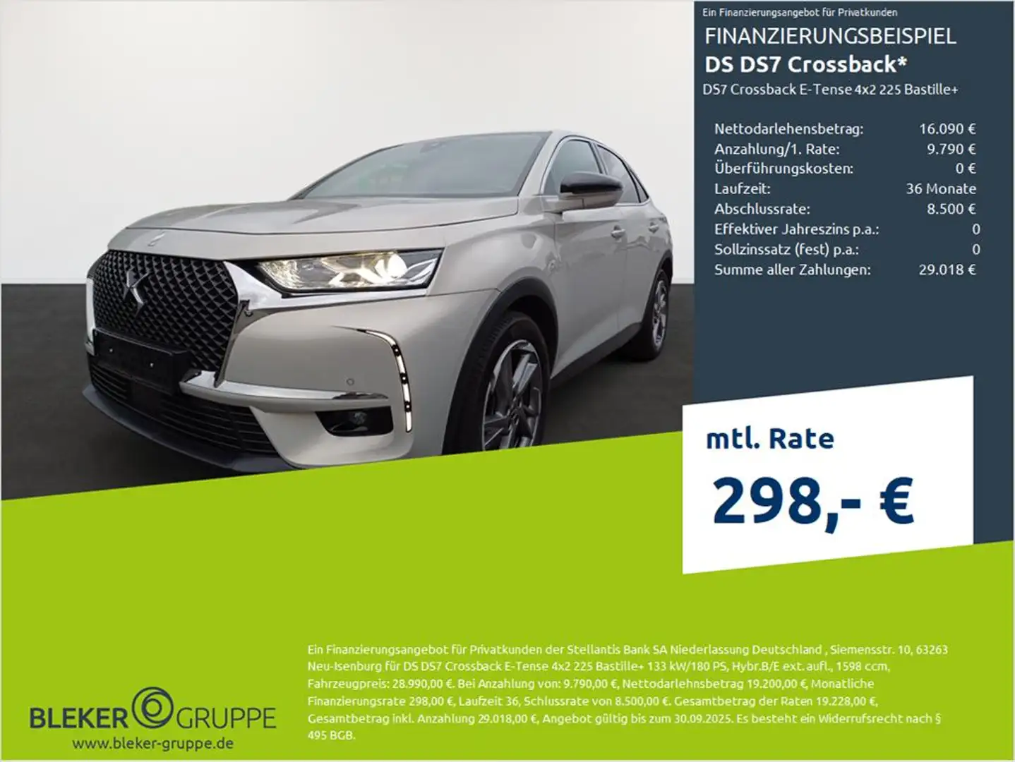 DS Automobiles DS 7 Crossback DS7 E-Tense 225 Bastille + 4x2 Gris - 1