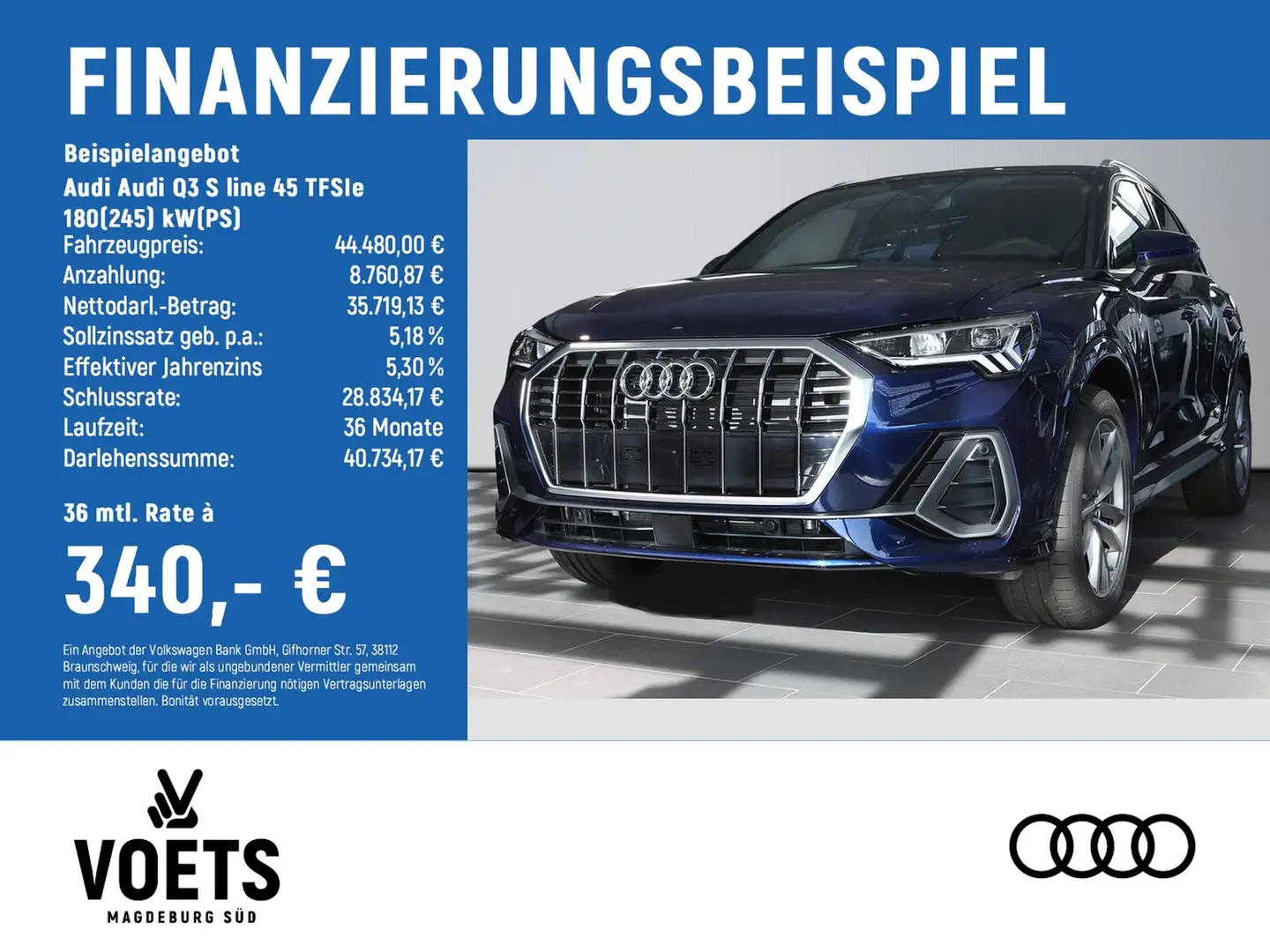 Audi Q3 S line 45 TFSIe 180(245) kW(PS) LED+AHK Blau - 2