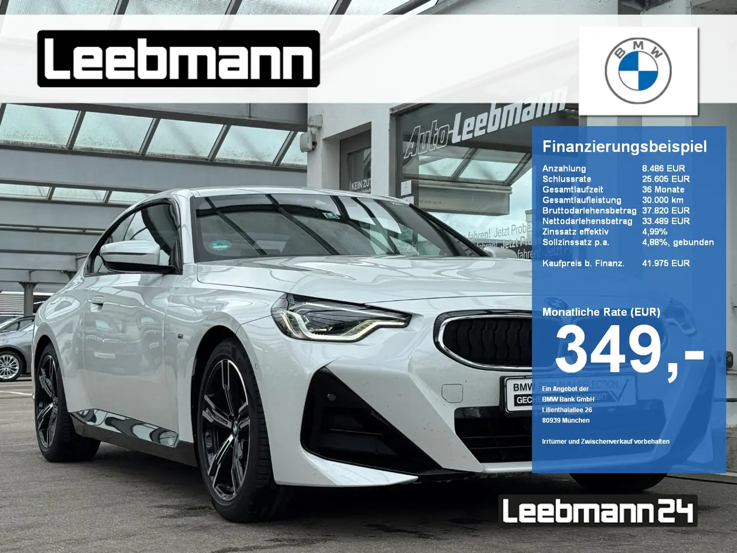 BMW 220 i Coupé M-Sportpaket GARANTIE bis 08/2029 Weiß - 1