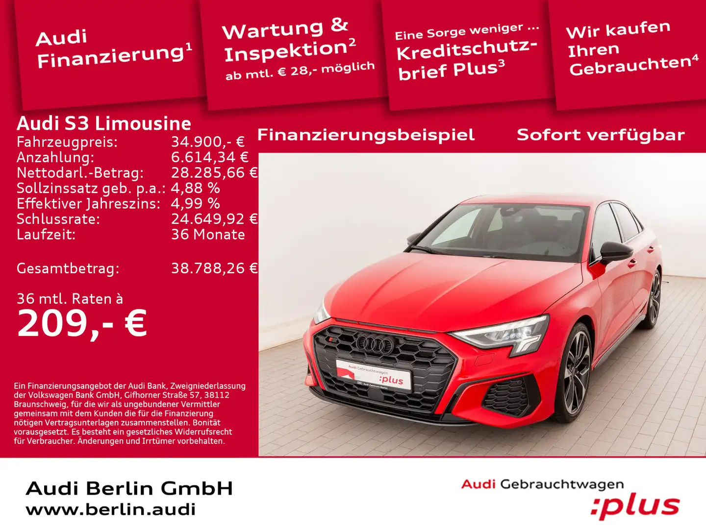 Audi S3 2.0 TFSI qu.S tr. NAVI VIRTUAL PDC Rouge - 1