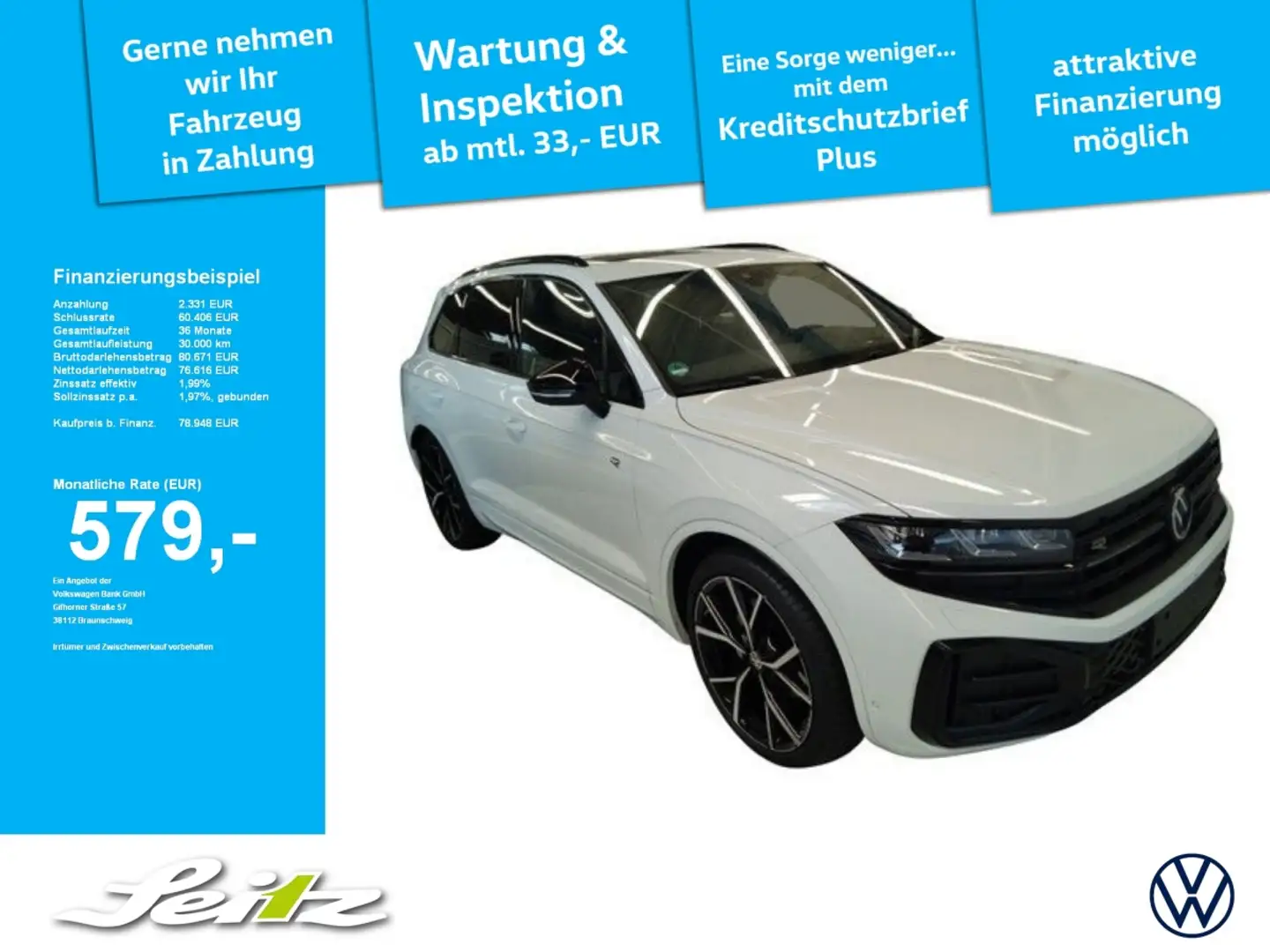 Volkswagen Touareg 3.0 TDI 4M R-Line *AHK*HEAD-UP*STANDH*PANO* Blanc - 1