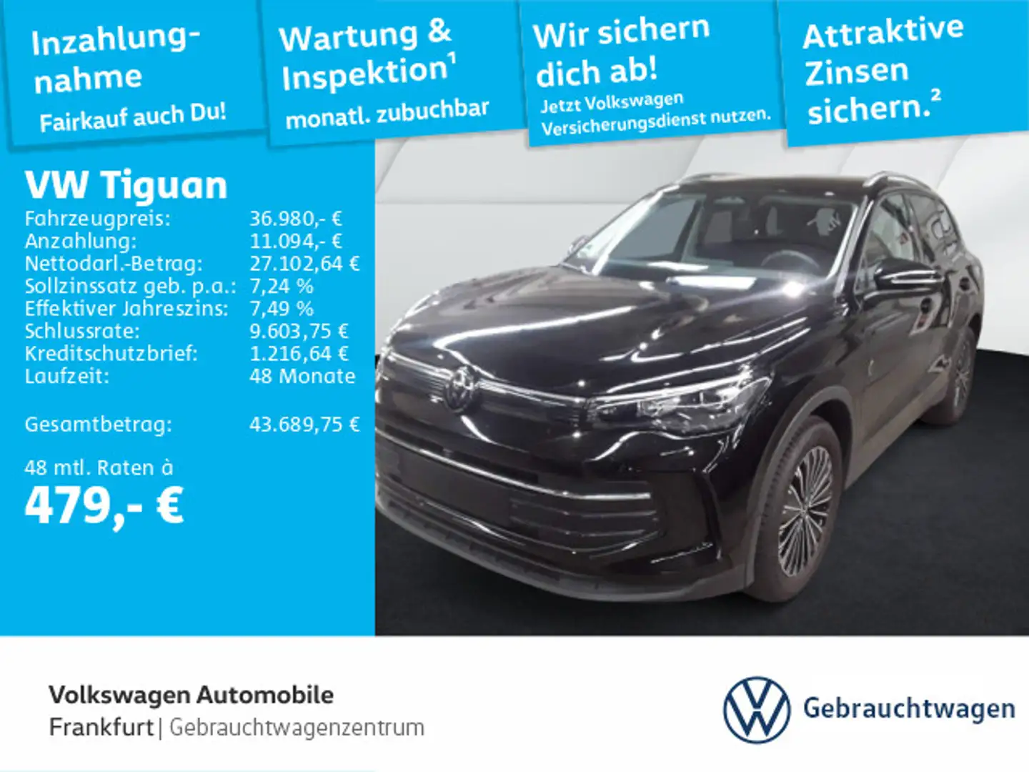 Volkswagen Tiguan 2.0 TDI DSG Goal Navi LEDPlus DAB+ FrontA Schwarz - 1