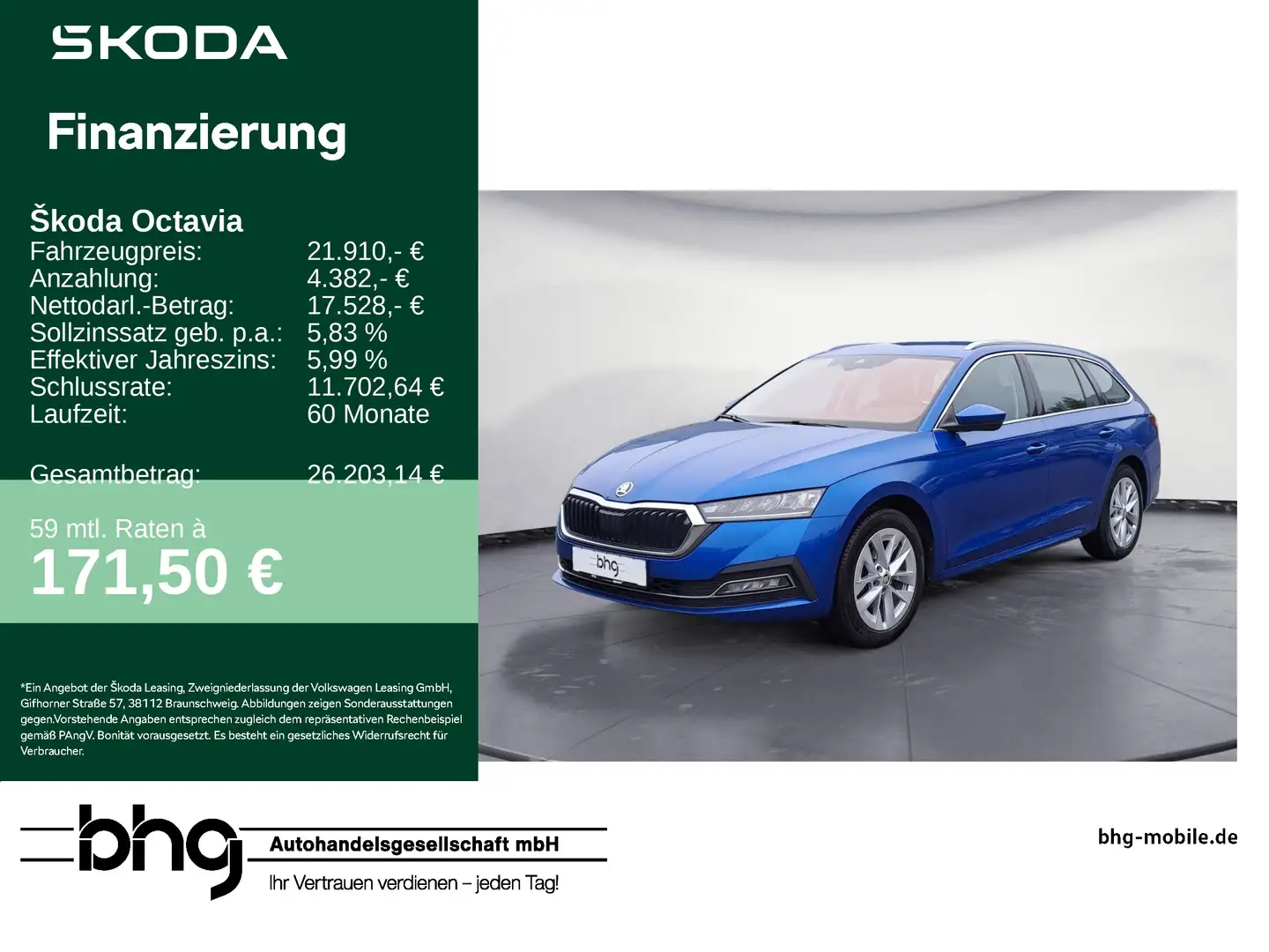 Skoda Octavia Combi 2.0 TDI DSG Style Bleu - 1