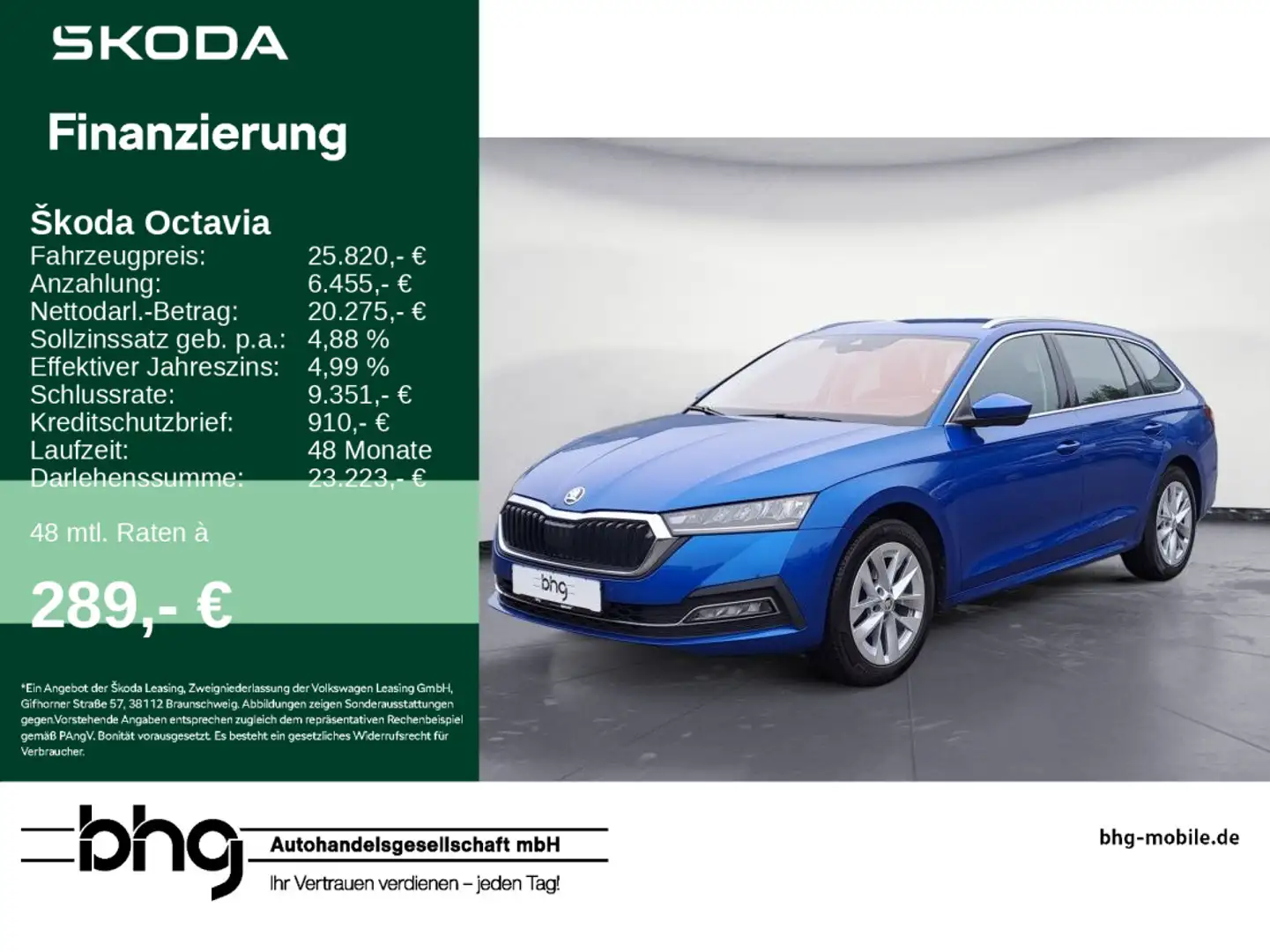 Skoda Octavia Combi 2.0 TDI DSG Style Blau - 1