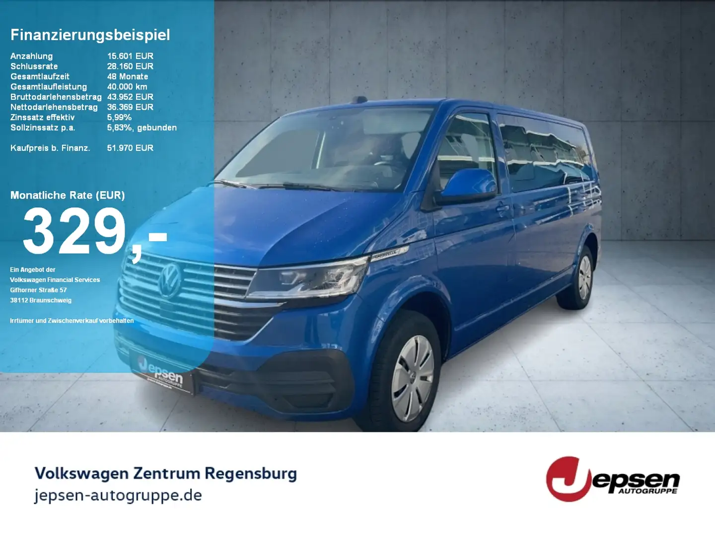 Volkswagen T6.1 Caravelle LR TDI DSG 3-3-3 LED SHZ NAVI Albastru - 1