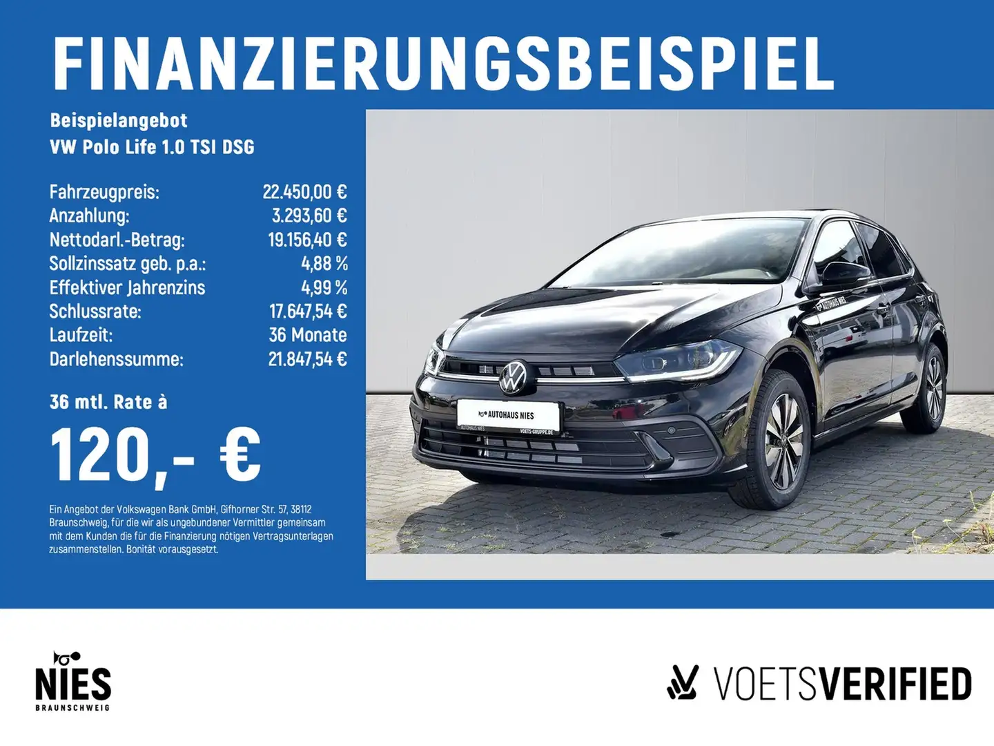 Volkswagen Polo Life 1.0 TSI DSG MATRIX-LED+App-Connect Schwarz - 2
