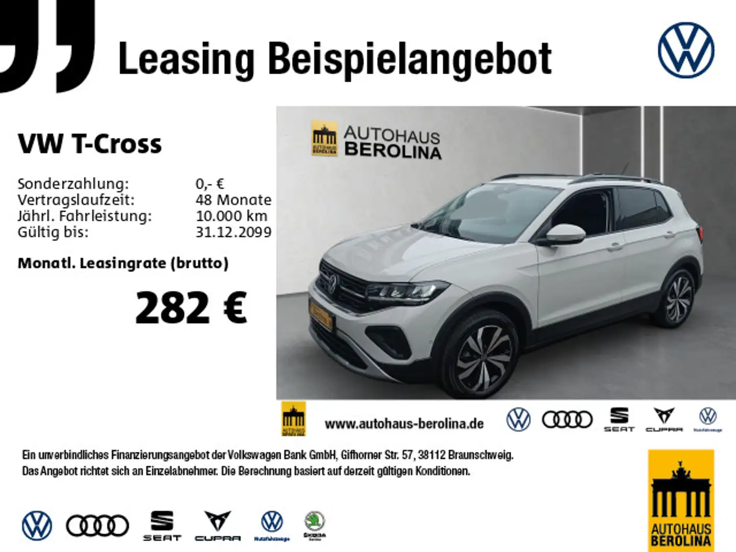 Volkswagen T-Cross 1.0 TSI Life DSG *R-CAM*SHZ*App-Connect* Grau - 1