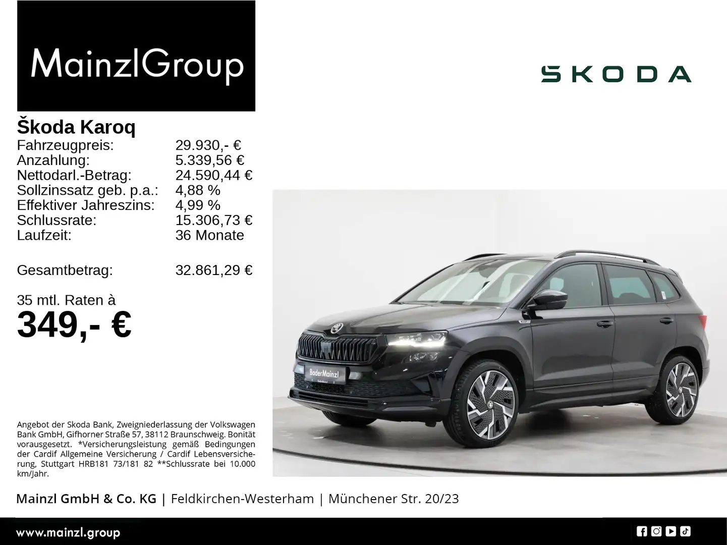 Skoda Karoq 2.0 TDI 4x4 DSG Sportline ACC Kam. Matrix Schwarz - 1