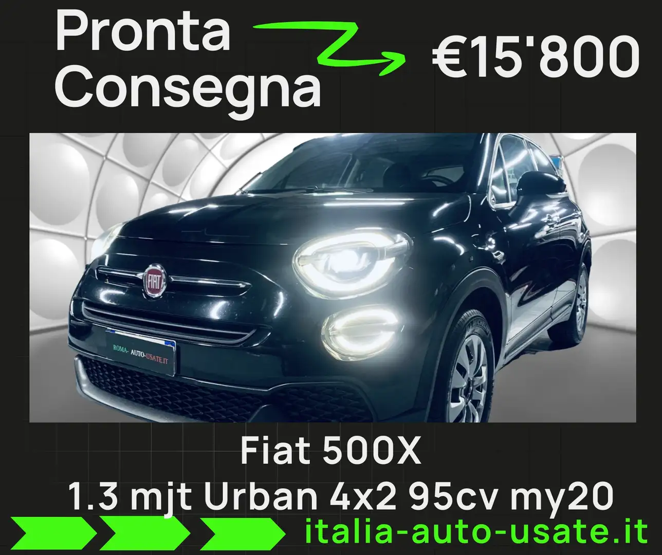 Fiat 500X 1.3 mjt Urban 4x2 95cv my20 Neopatentati E6 Nero - 1