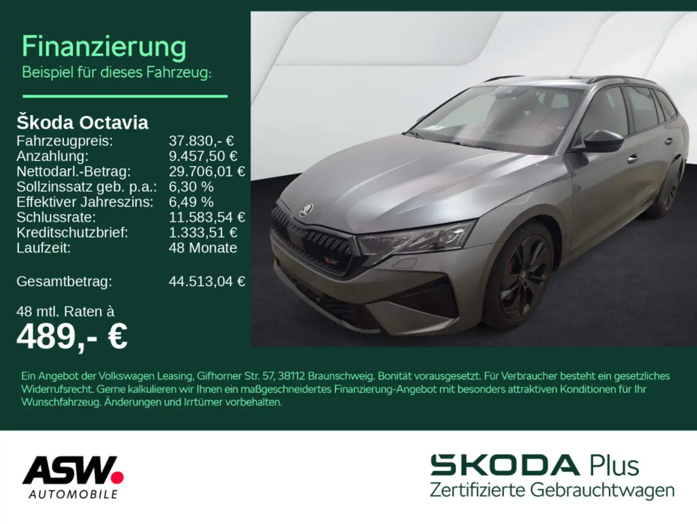 Skoda Octavia Combi RS 2,0 TSI DSG NAVI AHK PANO HUD Grau - 1