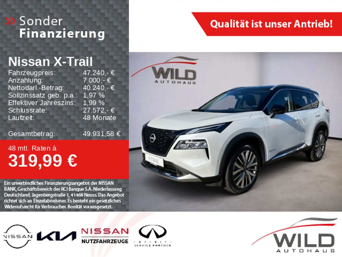 Nissan X-Trail 1.5 VC-T e-Power Tekna LED 20" 360° Navi Weiß - 1