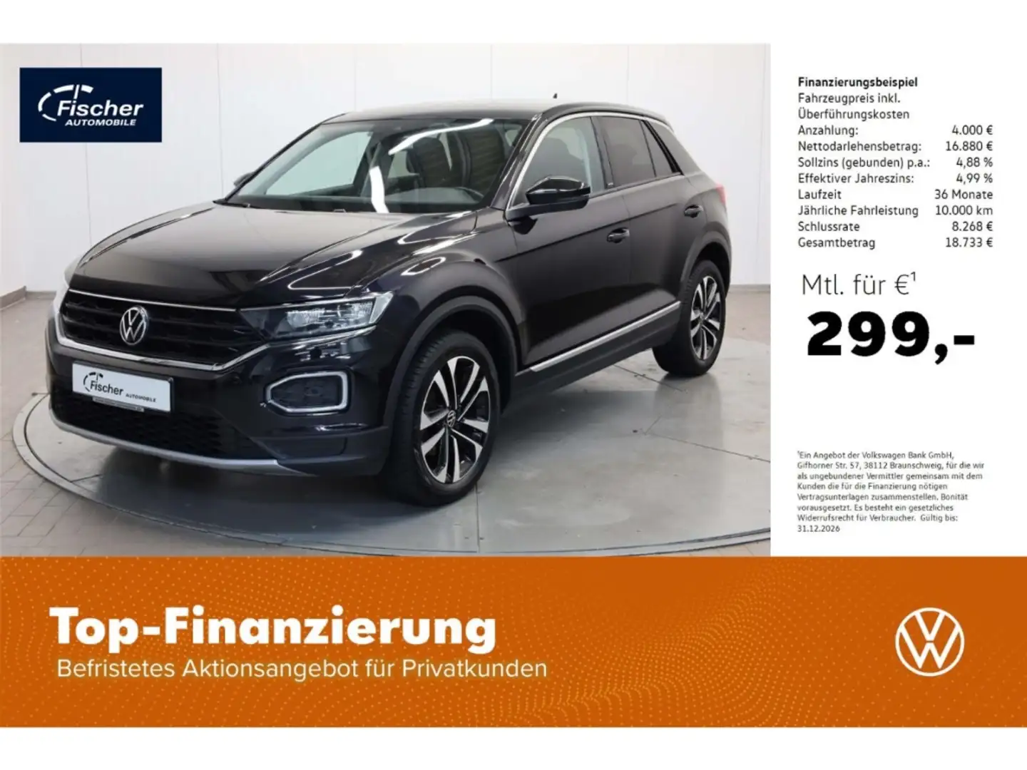Volkswagen T-Roc 1.5 TSI United 6-Gg. NAV/LED/ACC/Klima/SH Schwarz - 1