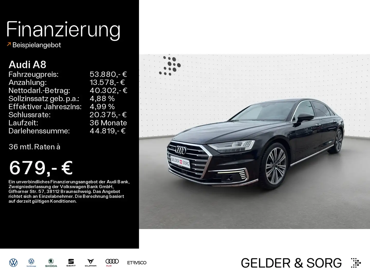 Audi A8 L 60 TFSIe 20Z*PANO*HuD*MATRIX*B&O*360°*ACC*NA Zwart - 1