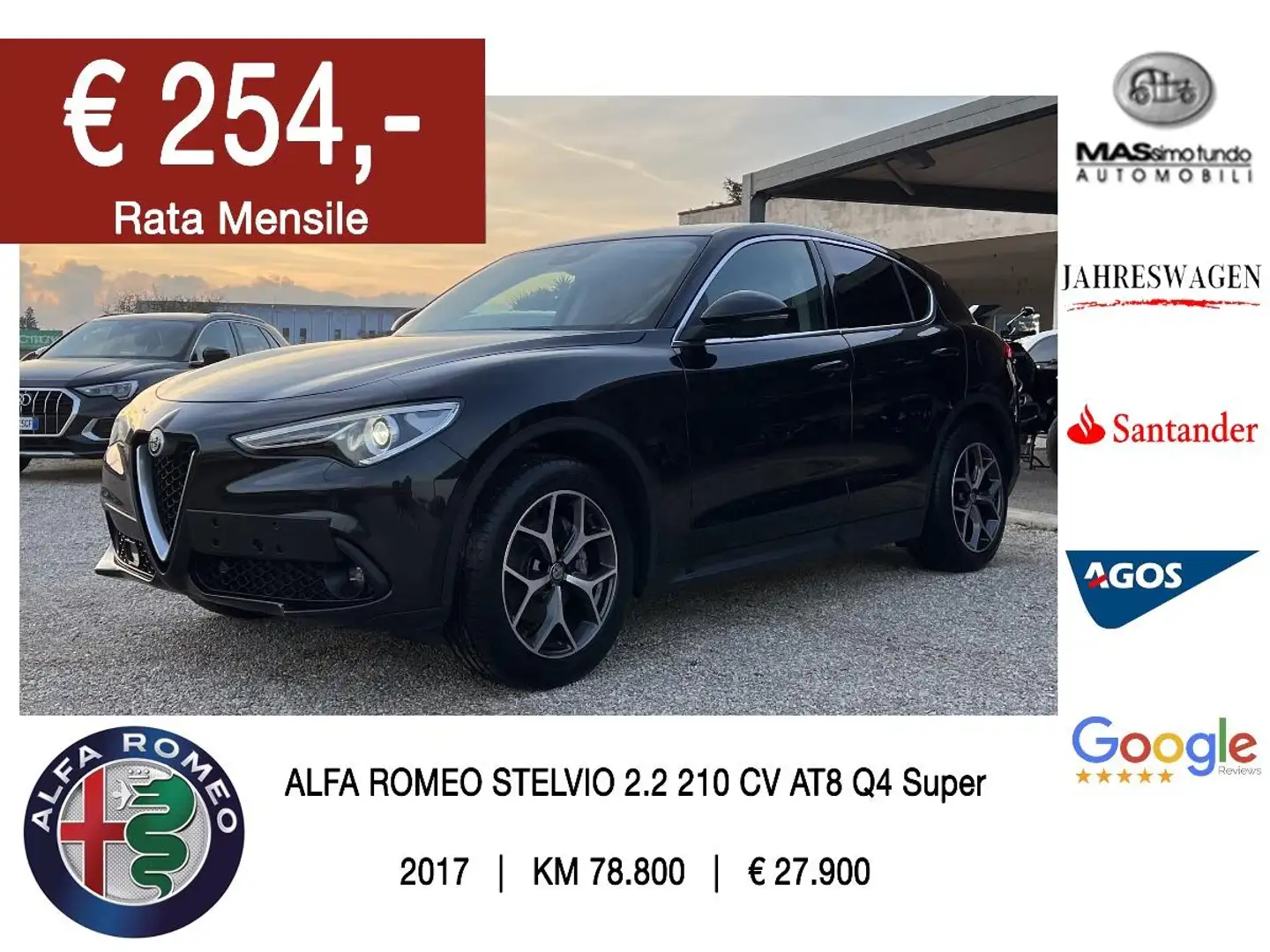 Alfa Romeo Stelvio 2.2 T.diesel 210 CV AT8 Q4 Super Zwart - 1