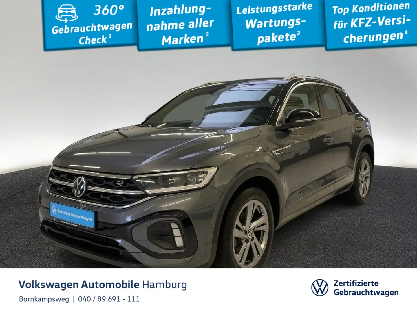 Volkswagen T-Roc 1.5 TSI R-Line DSG AHK Rückfahrkamera Navi Grau - 1