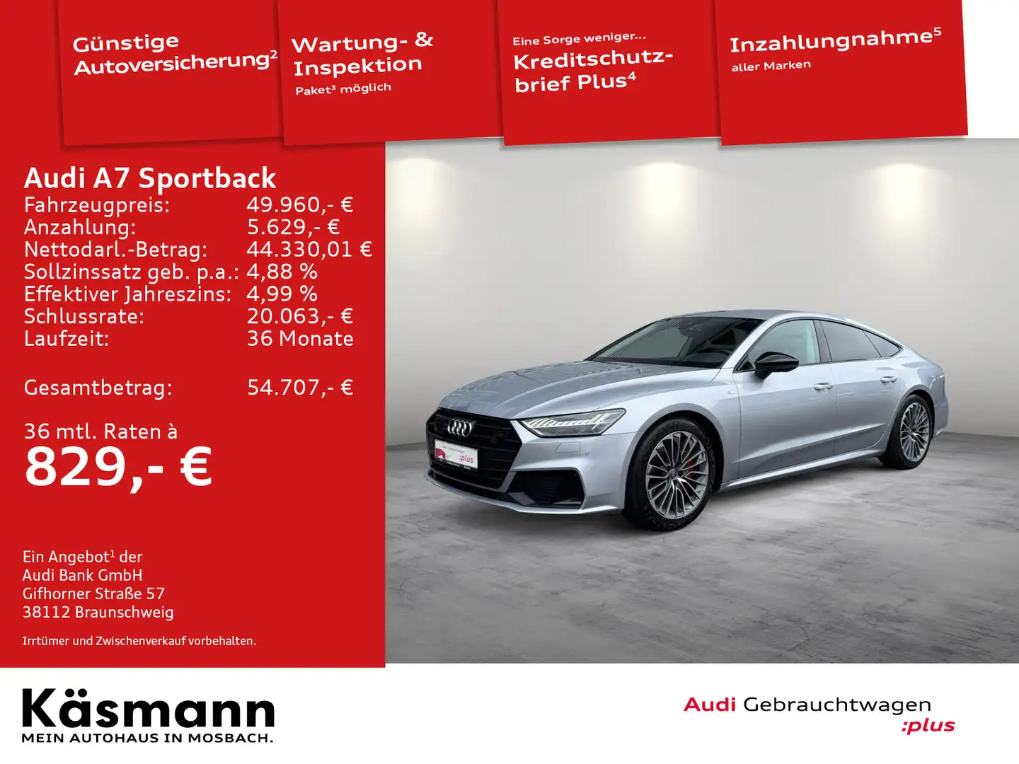 Audi A7 55TFSIe quattro S line MATRIX ACC Silber - 1