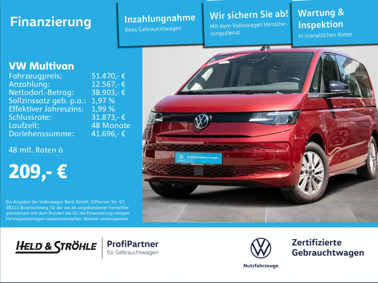 Volkswagen T7 Multivan 2.0 TDI DSG AHK GUTE-NACHT-PAKET NAVPRO Rojo - 1