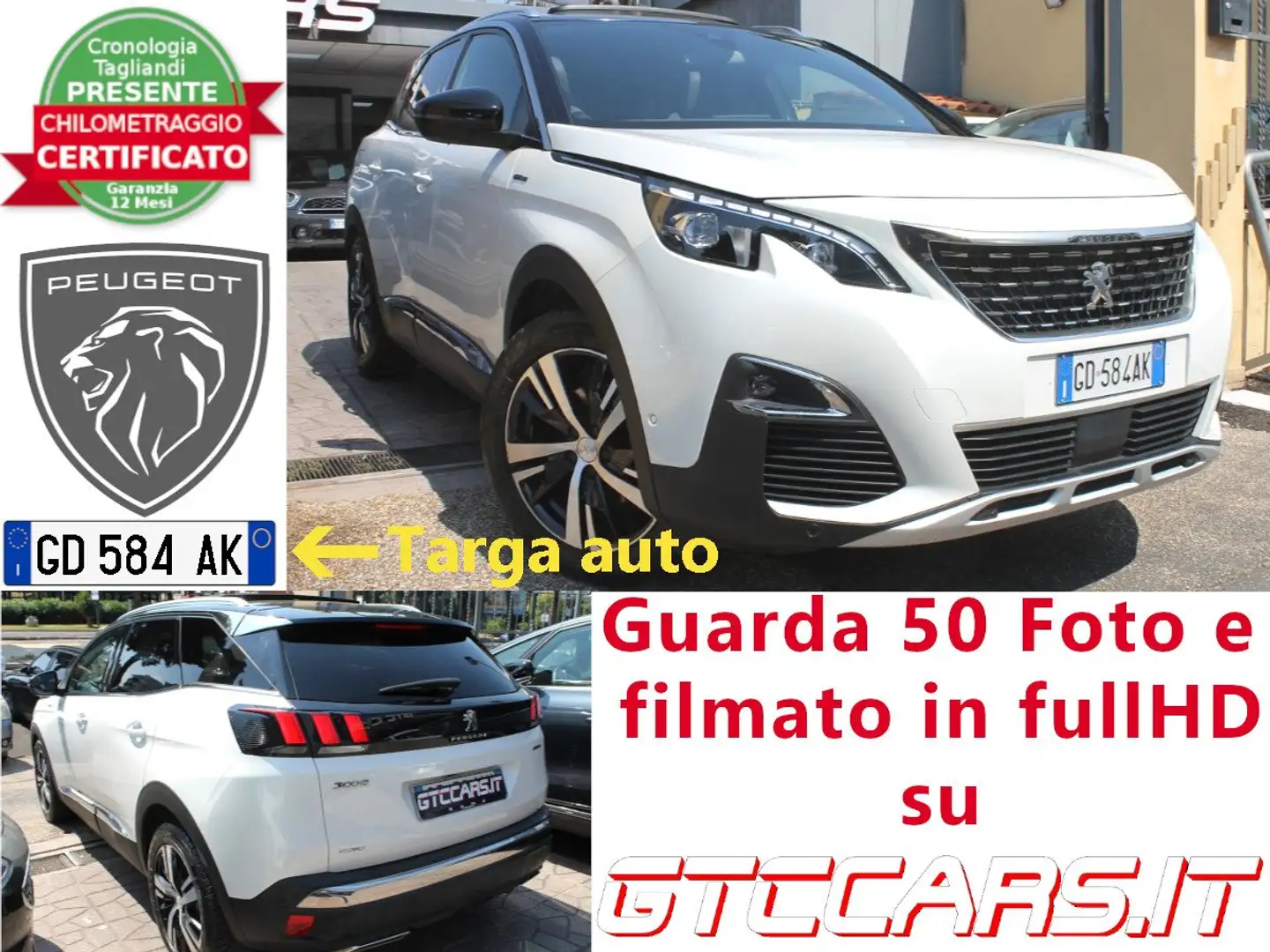 Peugeot 3008 1.5hdi GT-Line EAT8 TETTO LED UNIPRO IVA DEDUCIB. Bianco - 1