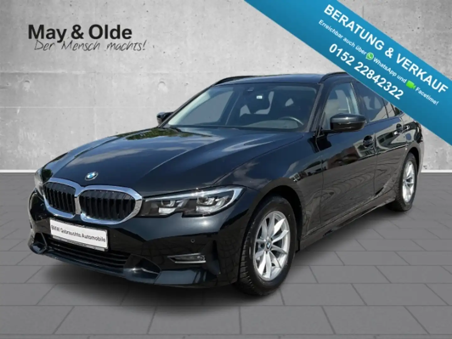 BMW 320 d Touring Aut T-Leder AHK Pano Navi LED SHZ Schwarz - 1
