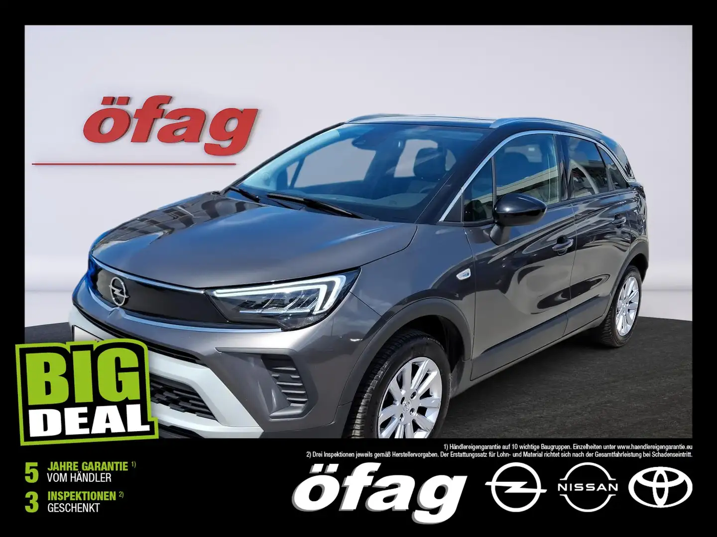 Opel Crossland 1.2 Turbo Elegance Aut. LED+Pano+SHZ Grau - 1