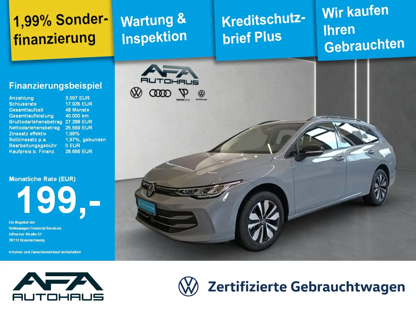 Volkswagen Golf VIII Var. 2.0 TDI GOAL AHK*NAV*ACC*App-Con. Grau - 1