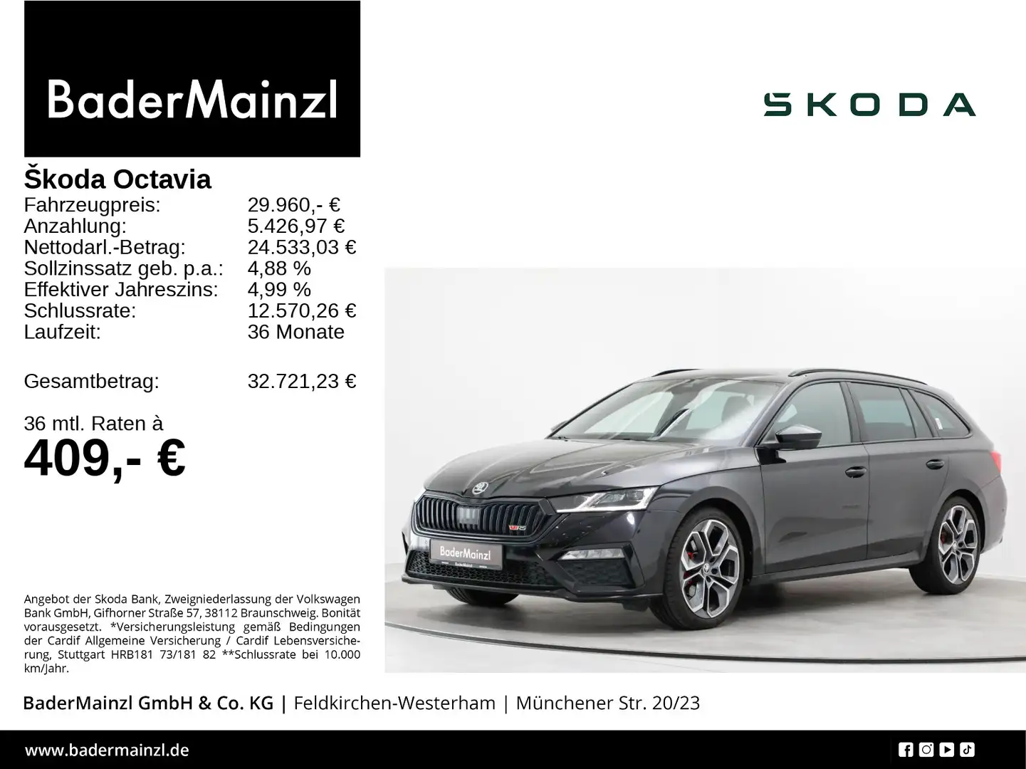 Skoda Octavia Combi RS 2.0 TDI DSG Stdhz Navi Matrix Schwarz - 1