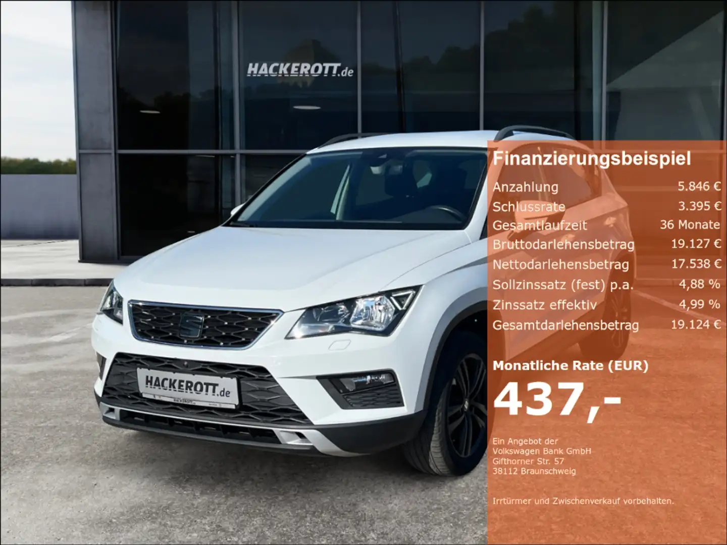 SEAT Ateca Style 1.5 TSI PDC Navi ACC Klimaa. FullLink Weiß - 1