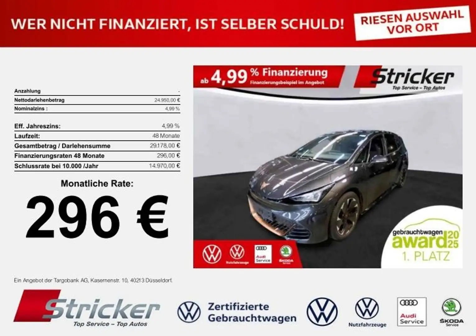 CUPRA Born 150/58 296,-ohne Anzahlung Navi ACC Sitzheizung Grau - 2
