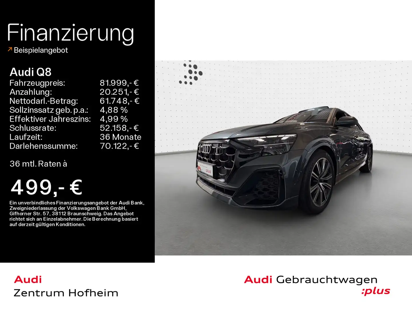 Audi Q8 55 TFSIe qu S line tip*Air*B&O*HUD*Pano*Matri Gri - 1