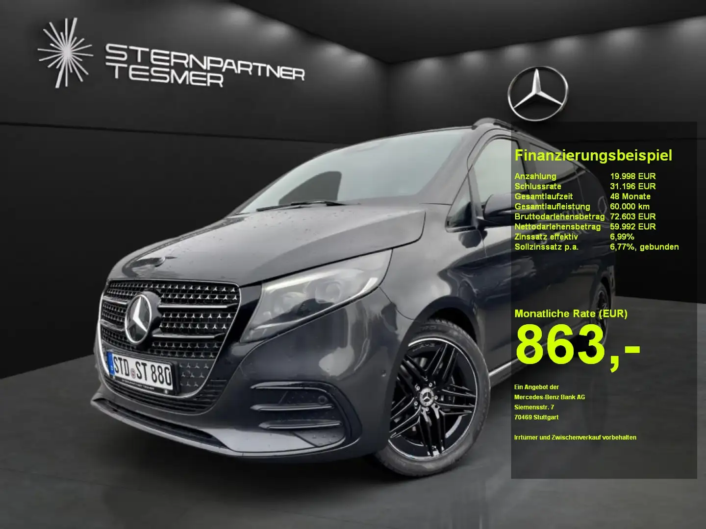 Mercedes-Benz V 300 d AVANTGARDE LANG MBUX+AMG+StHz+AHK+NAVI Gris - 1