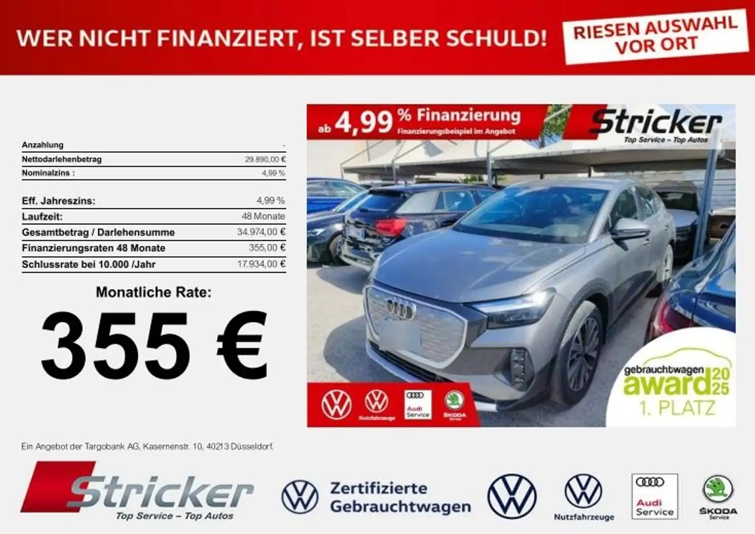 Audi Q4 e-tron Sportback 40 355,-ohne Anzahlung Navi Kamera Grau - 2
