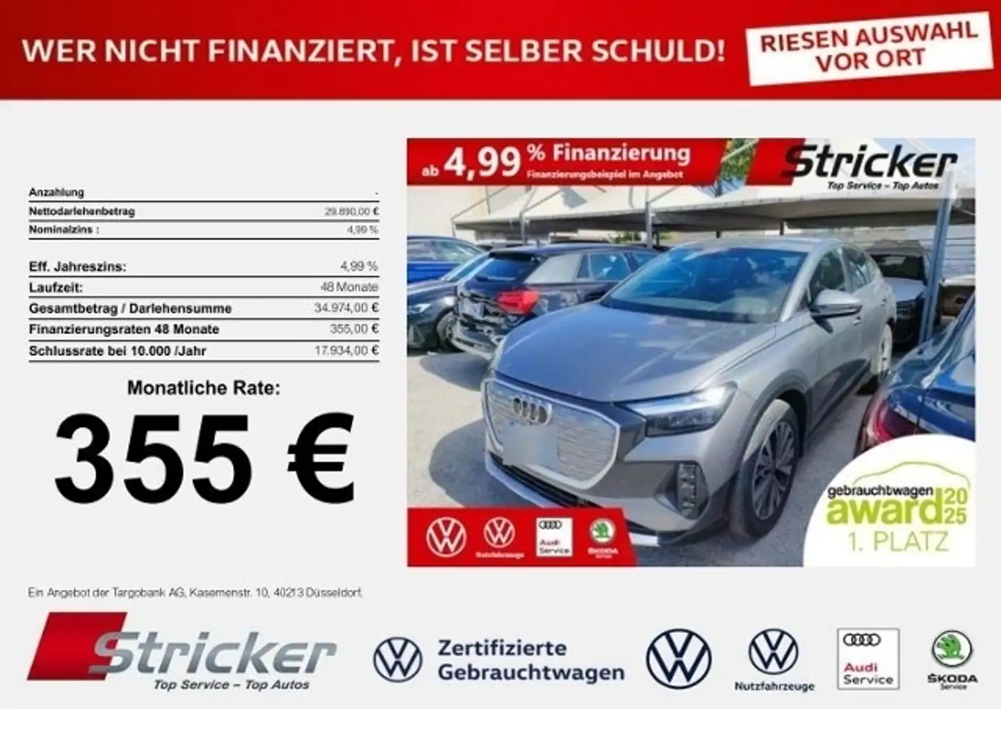 Audi Q4 e-tron Sportback 40 355,-ohne Anzahlung Navi Kamera Grau - 1