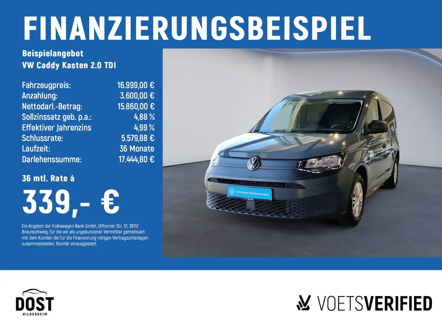 Volkswagen Caddy Kasten 2.0 TDI DAB+KAMERA+KLIMA Grau - 2
