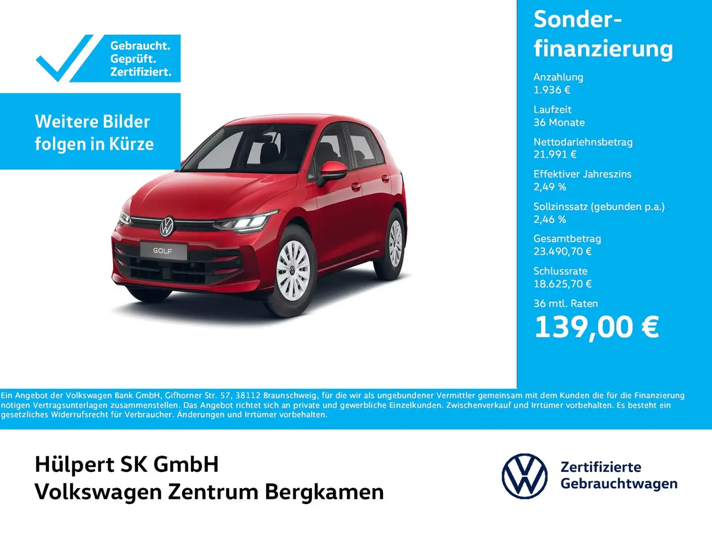 Volkswagen Golf VIII 2.0 COMFORTLINE FACELIFT CARPLAY SITZHEIZU... Rot - 1